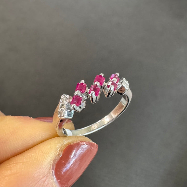 9ct White Gold Ruby & Diamond Ring