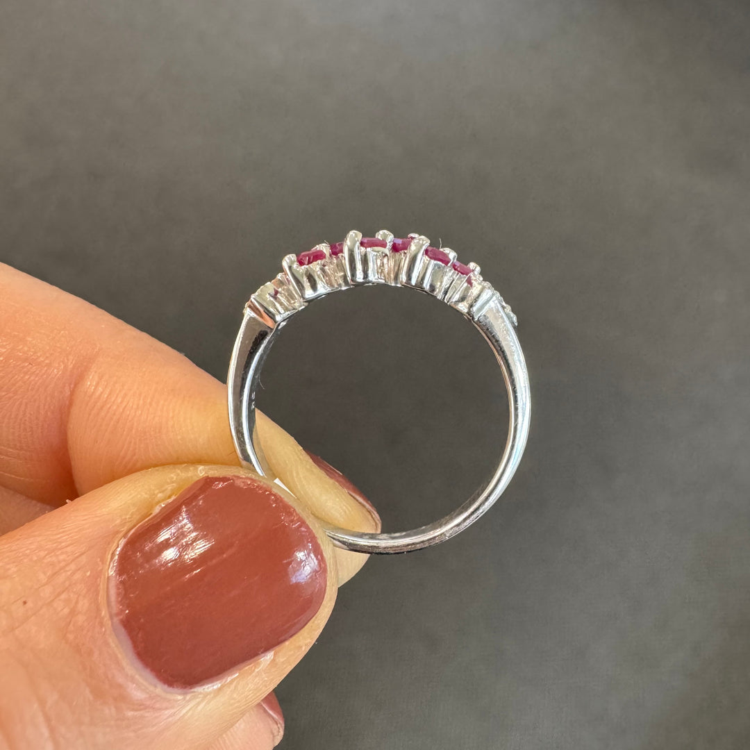 9ct White Gold Ruby & Diamond Ring