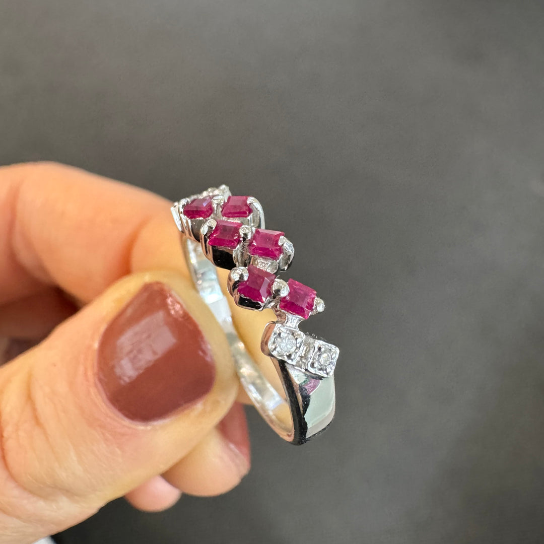 9ct White Gold Ruby & Diamond Ring