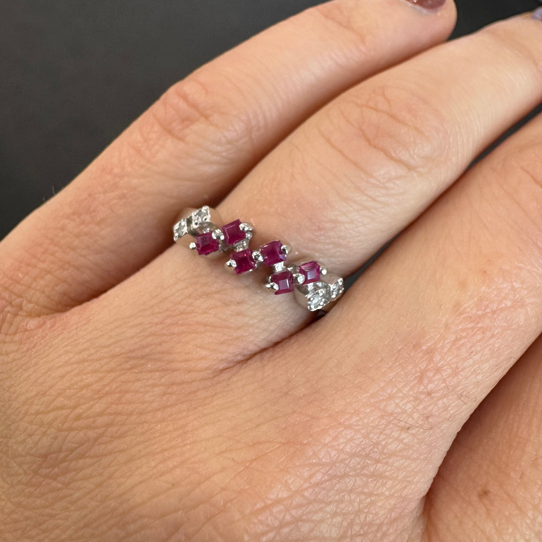 9ct White Gold Ruby & Diamond Ring