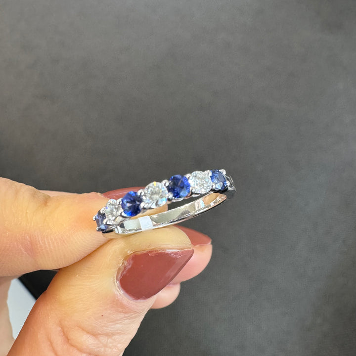 18ct White Gold Ceylon Sapphire & Diamond Ring