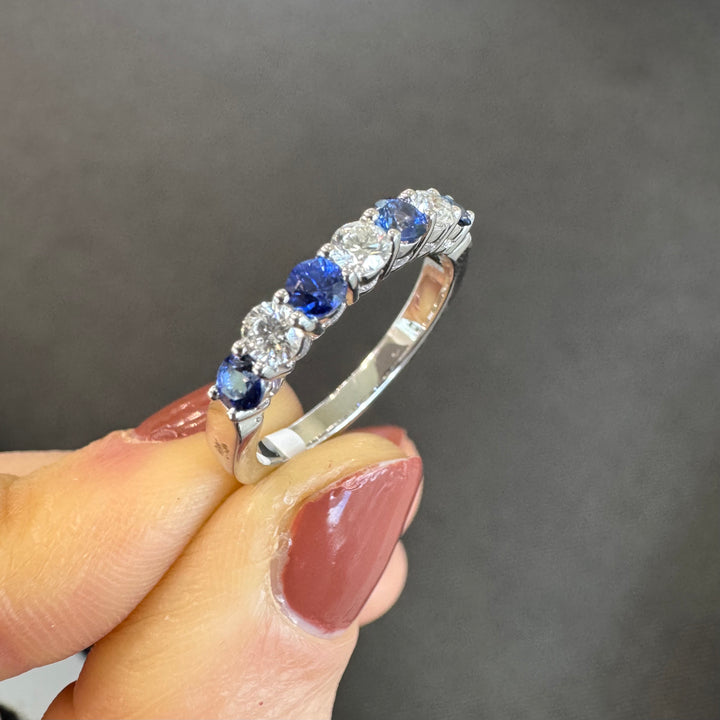 18ct White Gold Ceylon Sapphire & Diamond Ring