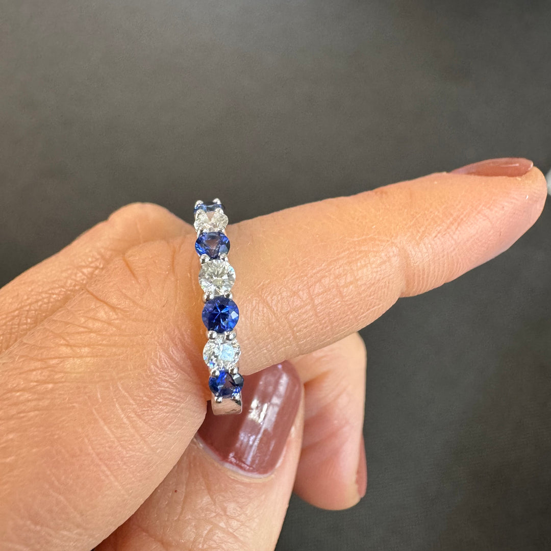 18ct White Gold Ceylon Sapphire & Diamond Ring