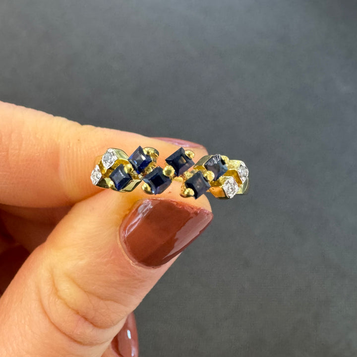 9ct Yellow Gold Sapphire & Diamond Ring