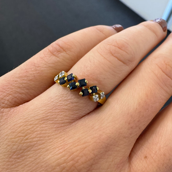 9ct Yellow Gold Sapphire & Diamond Ring