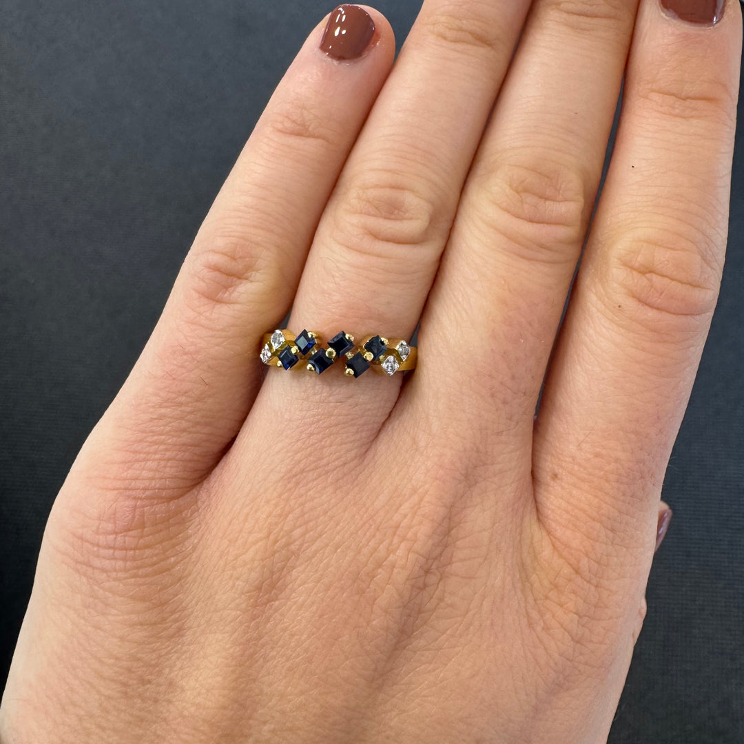 9ct Yellow Gold Sapphire & Diamond Ring