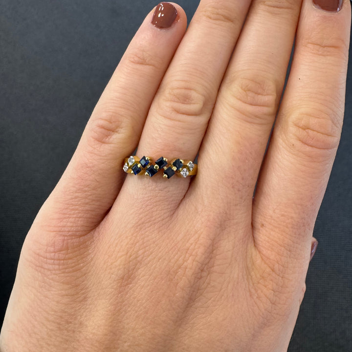 9ct Yellow Gold Sapphire & Diamond Ring