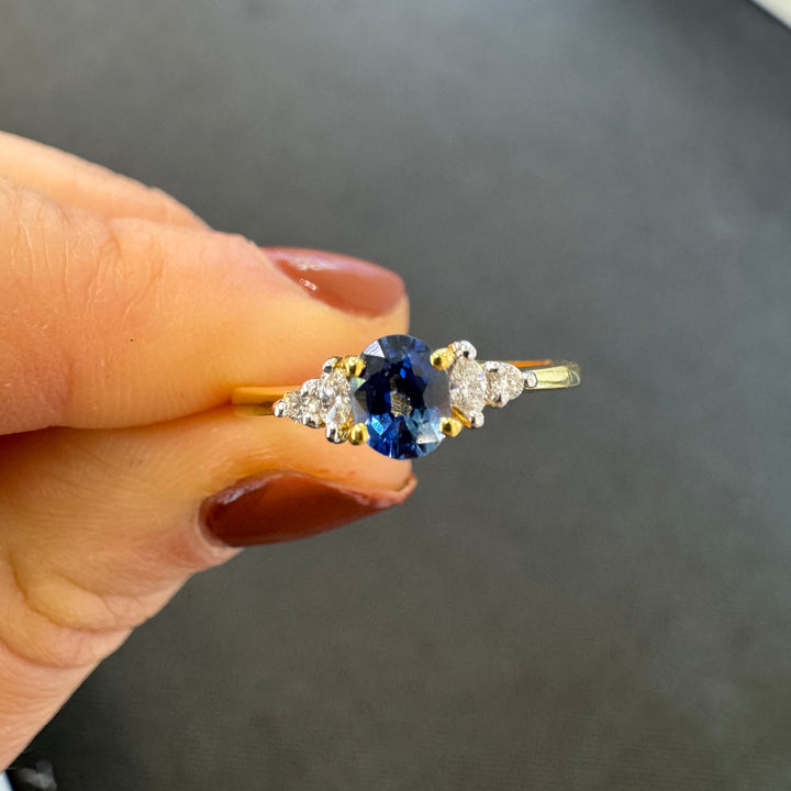 9ct Yellow Gold Sapphire & Diamond Ring