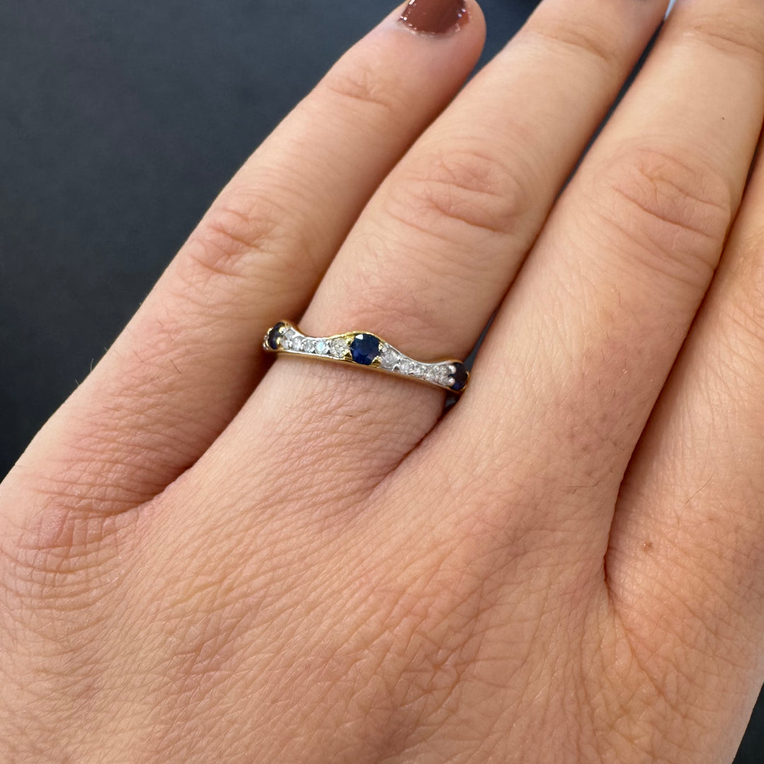 9ct Yellow Gold Sapphire & Diamond Ring