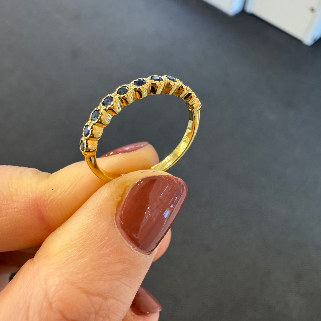 9ct Yellow Gold Sapphire & Diamond Ring