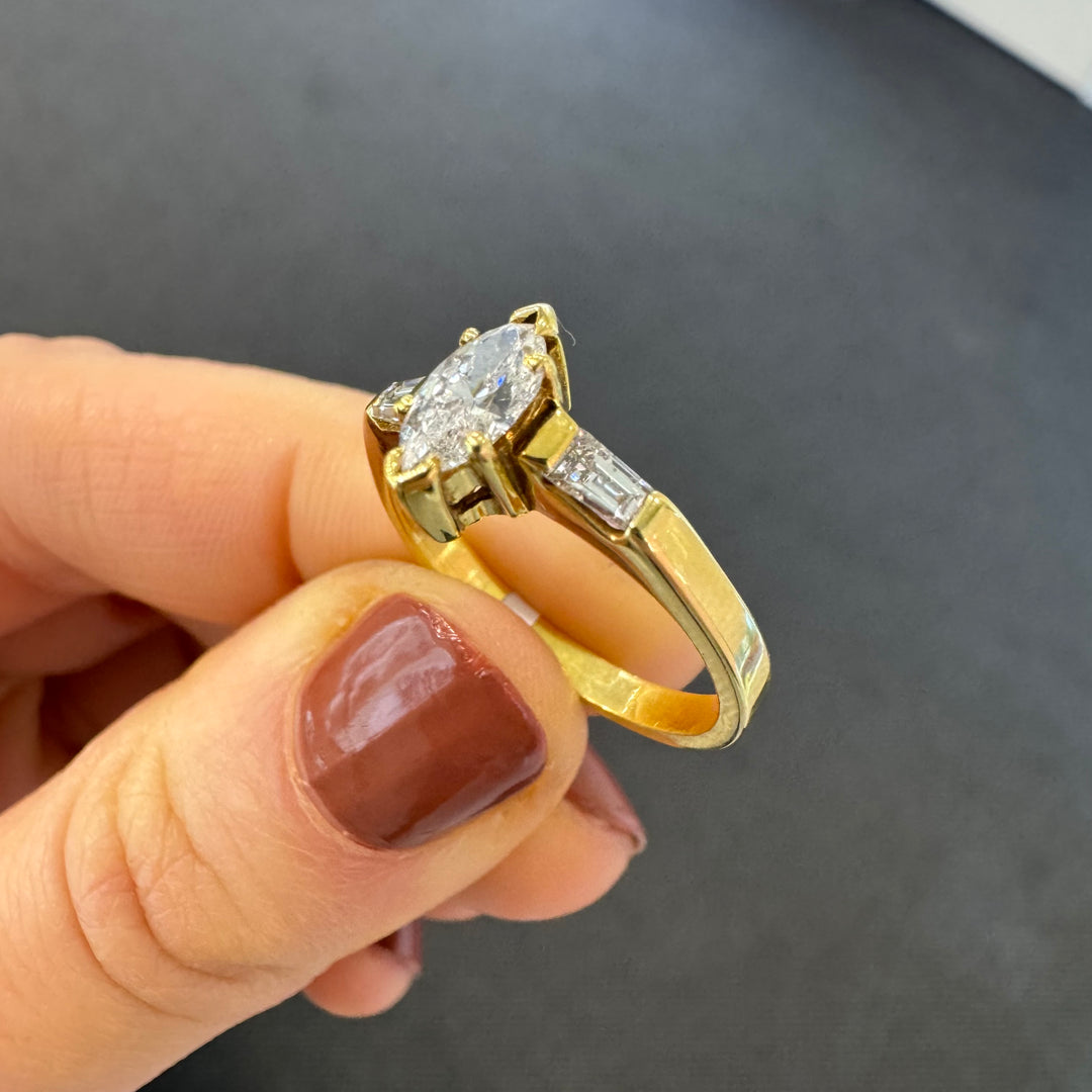 18ct Yellow Gold Marquise Diamond Ring