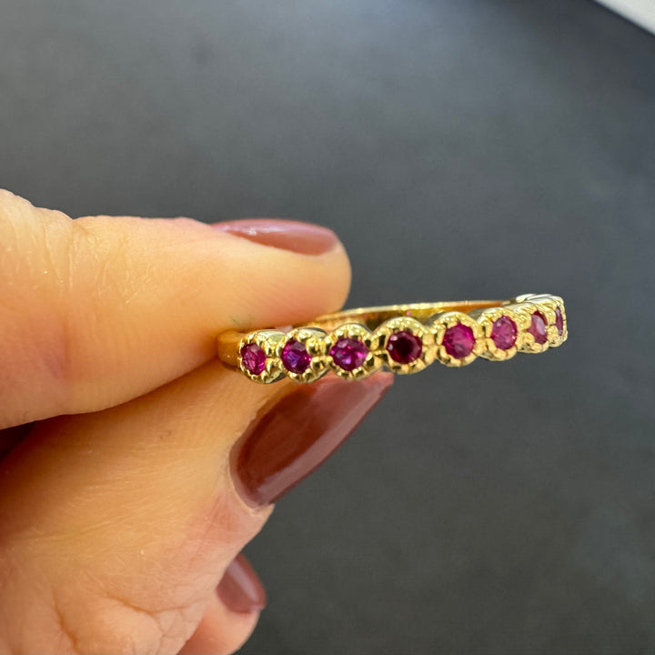 9ct Yellow Gold Milgrain Set Ruby Ring