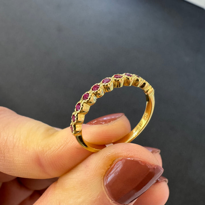 9ct Yellow Gold Milgrain Set Ruby Ring