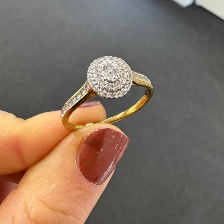9ct Yellow Gold Diamond Halo Ring