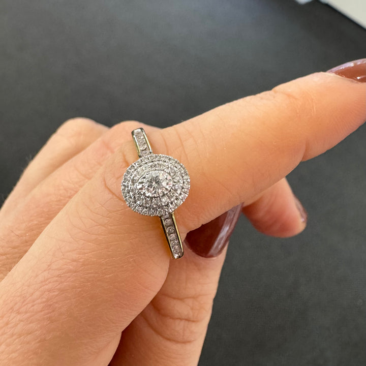 9ct Yellow Gold Diamond Halo Ring