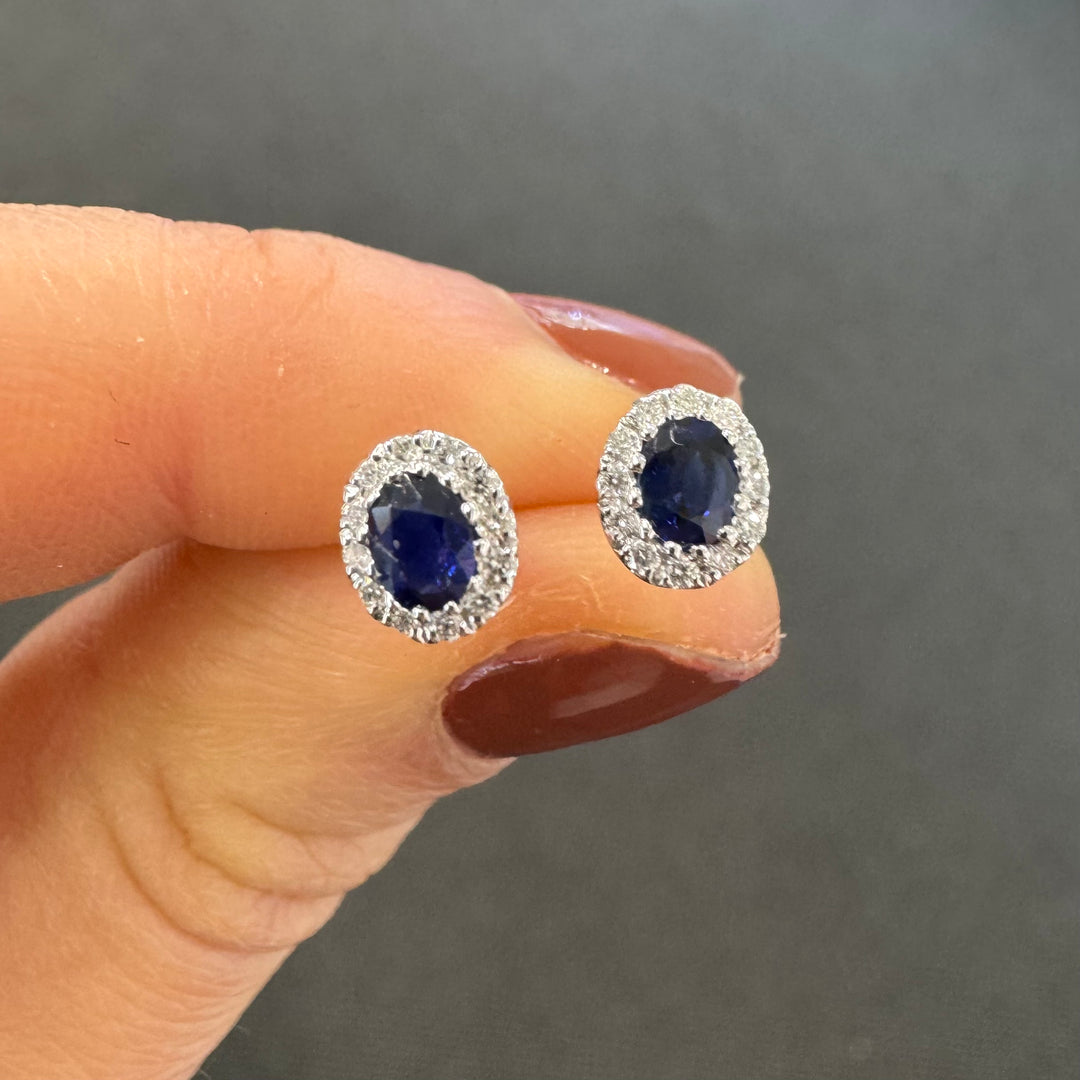 18ct White Gold Sapphire & Diamond Stud Earrings