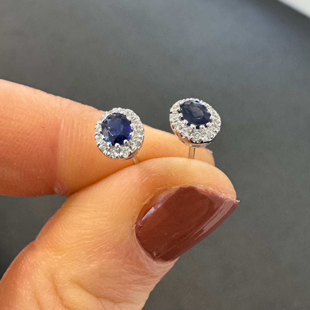 18ct White Gold Sapphire & Diamond Stud Earrings