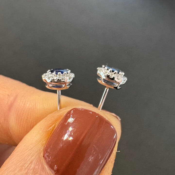 18ct White Gold Sapphire & Diamond Stud Earrings