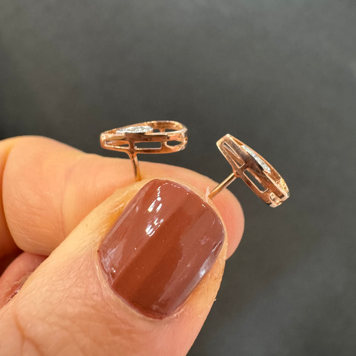 9ct Rose Gold Diamond Pear Shaped Stud Earrings