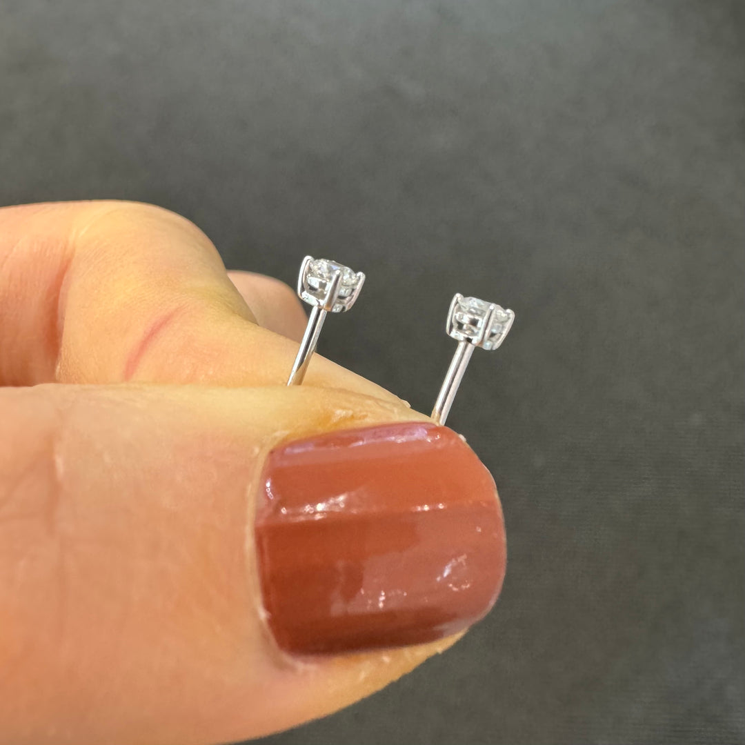 18ct White Gold Claw Set Diamond Stud Earrings