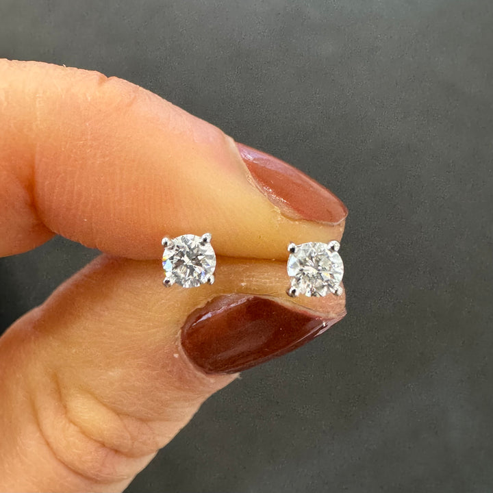 18ct White Gold Claw Set Diamond Stud Earrings