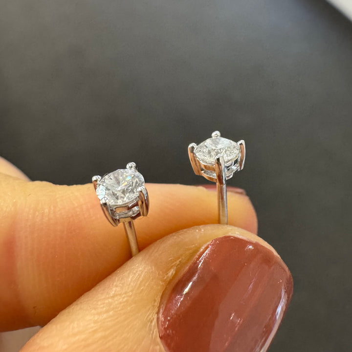 18ct White Gold Claw Set Diamond Stud Earrings