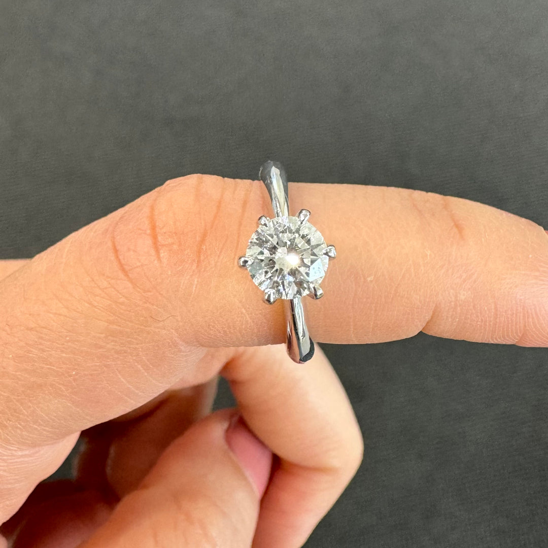 'AVA' 18ct White Gold Classic 6 Claw Solitaire Diamond Ring