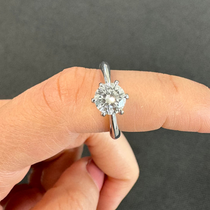 'AVA' 18ct White Gold Classic 6 Claw Solitaire Diamond Ring