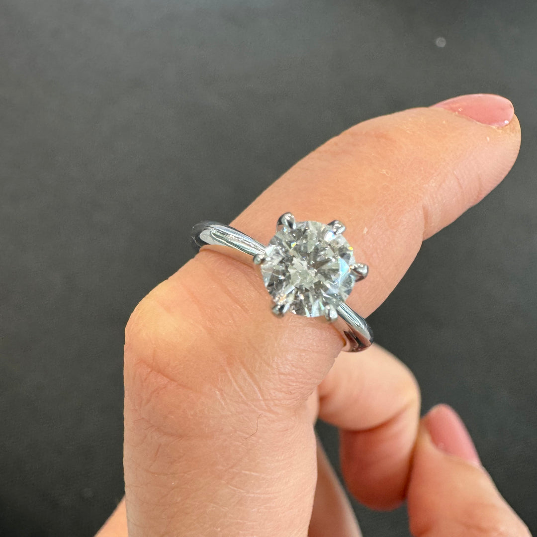 'AVA' 18ct White Gold Classic 6 Claw Solitaire Diamond Ring