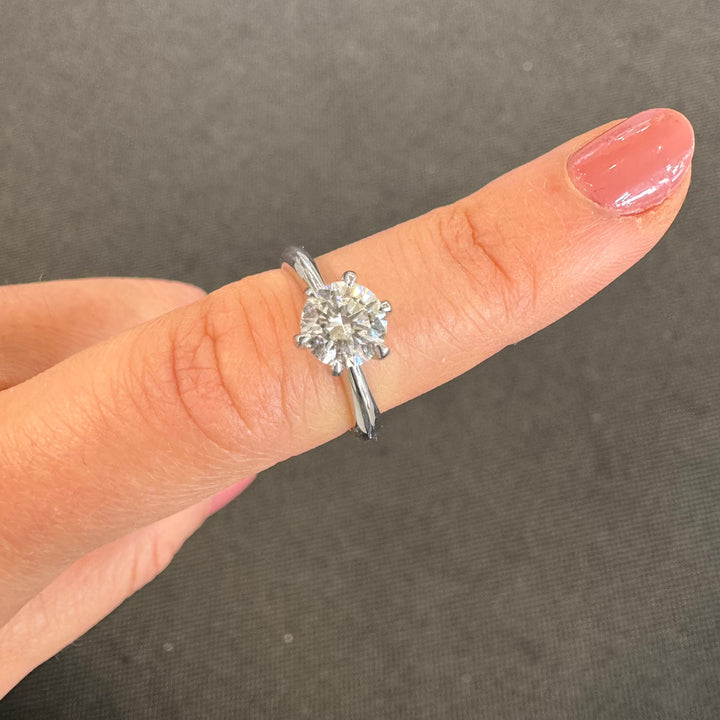 'AVA' 18ct White Gold Classic 6 Claw Solitaire Diamond Ring