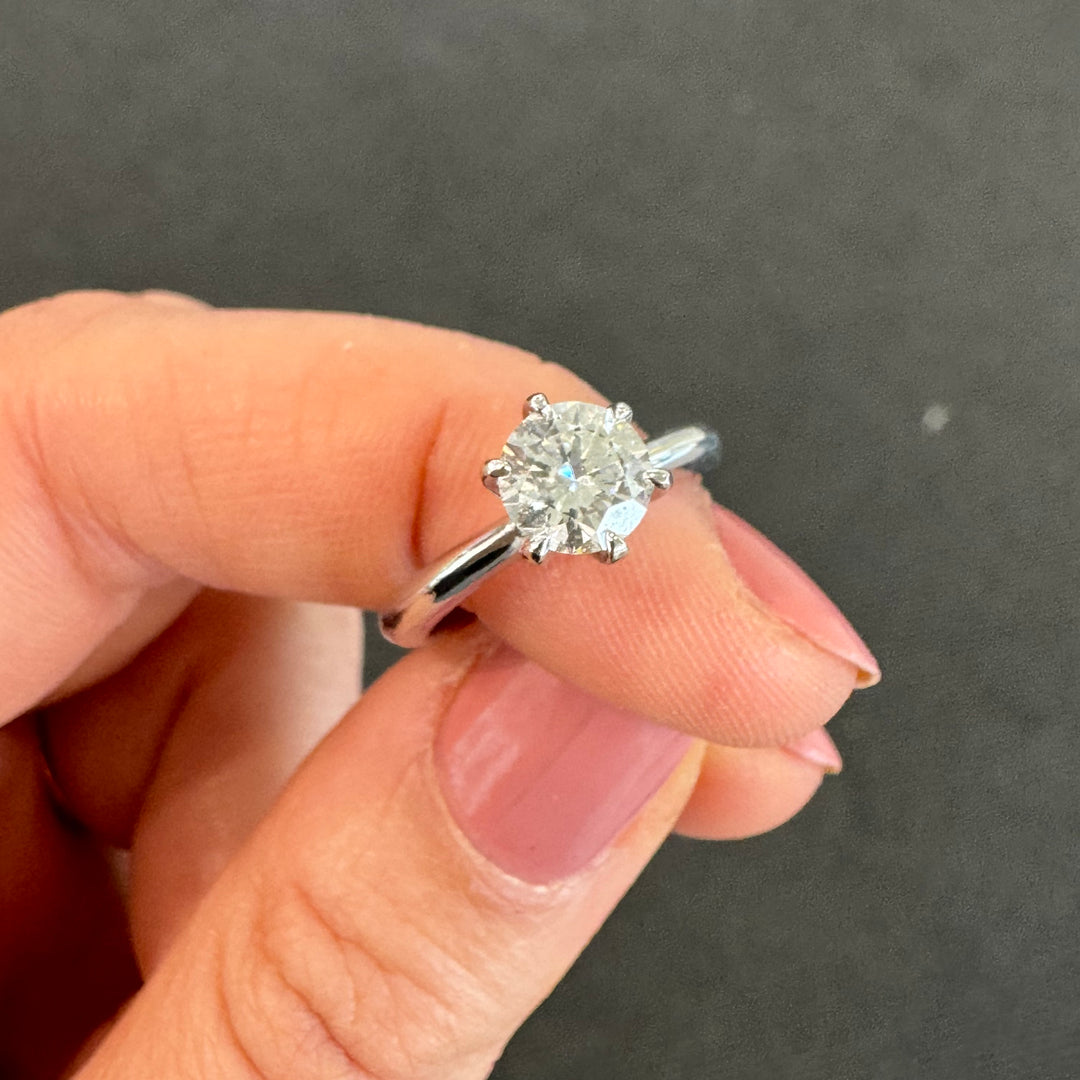 'AVA' 18ct White Gold Classic 6 Claw Solitaire Diamond Ring