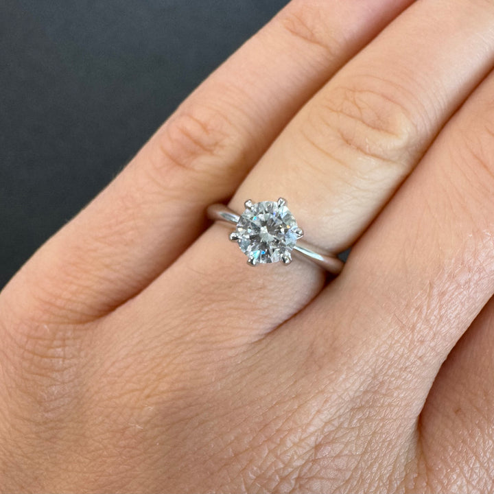'AVA' 18ct White Gold Classic 6 Claw Solitaire Diamond Ring