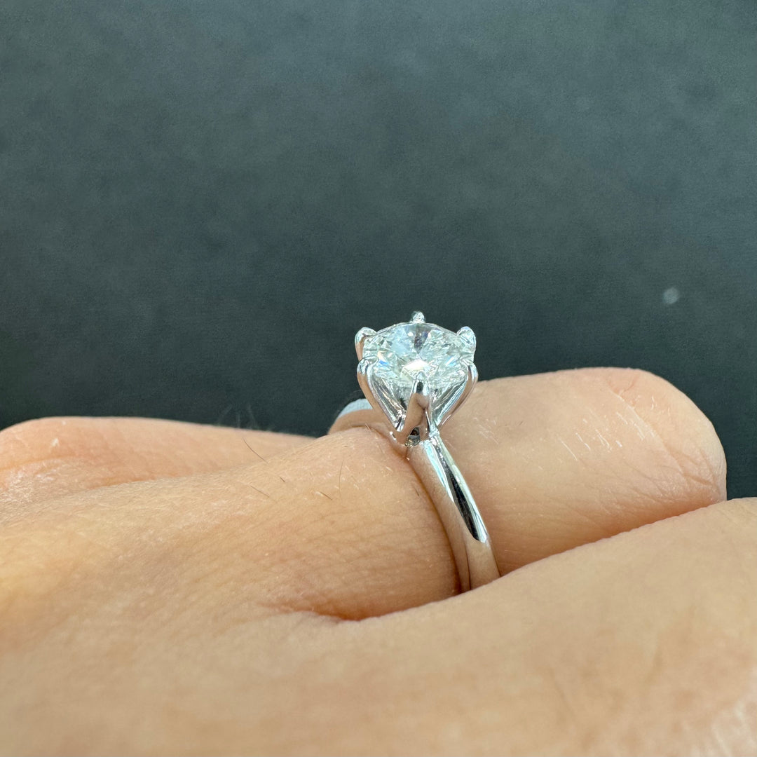 'AVA' 18ct White Gold Classic 6 Claw Solitaire Diamond Ring