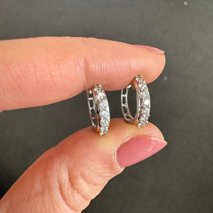 18ct White Gold Huggie Hoop Diamond Earrings