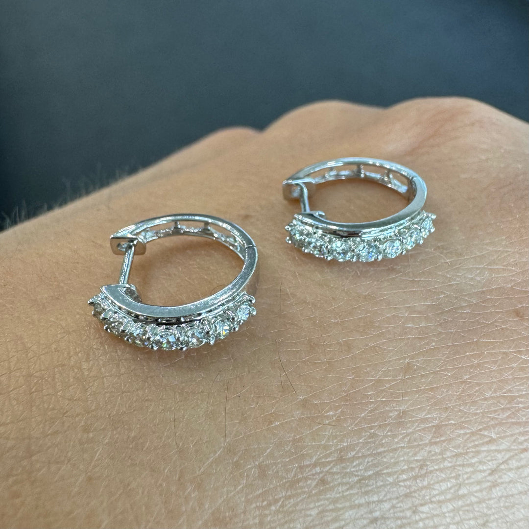 18ct White Gold Huggie Hoop Diamond Earrings