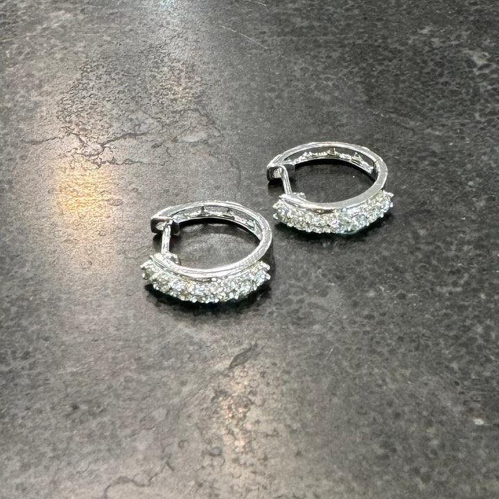 18ct White Gold Huggie Hoop Diamond Earrings