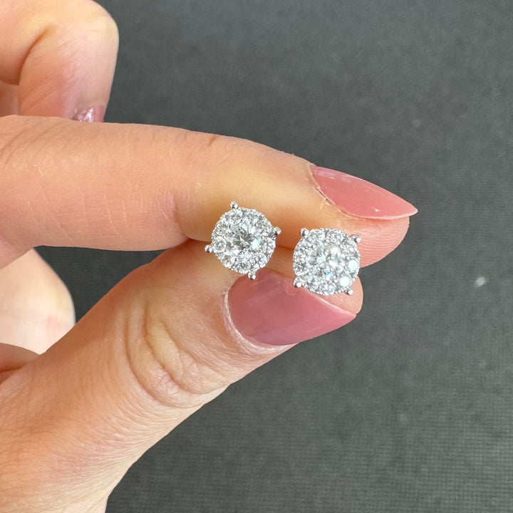 18ct White Gold Detachable Cluster Diamond Stud Earrings