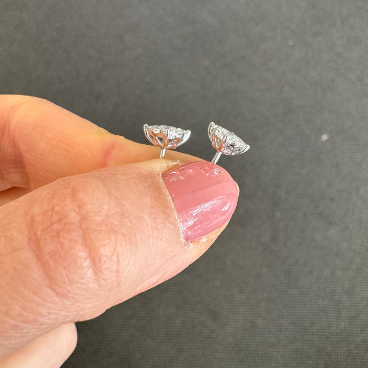 18ct White Gold Detachable Cluster Diamond Stud Earrings