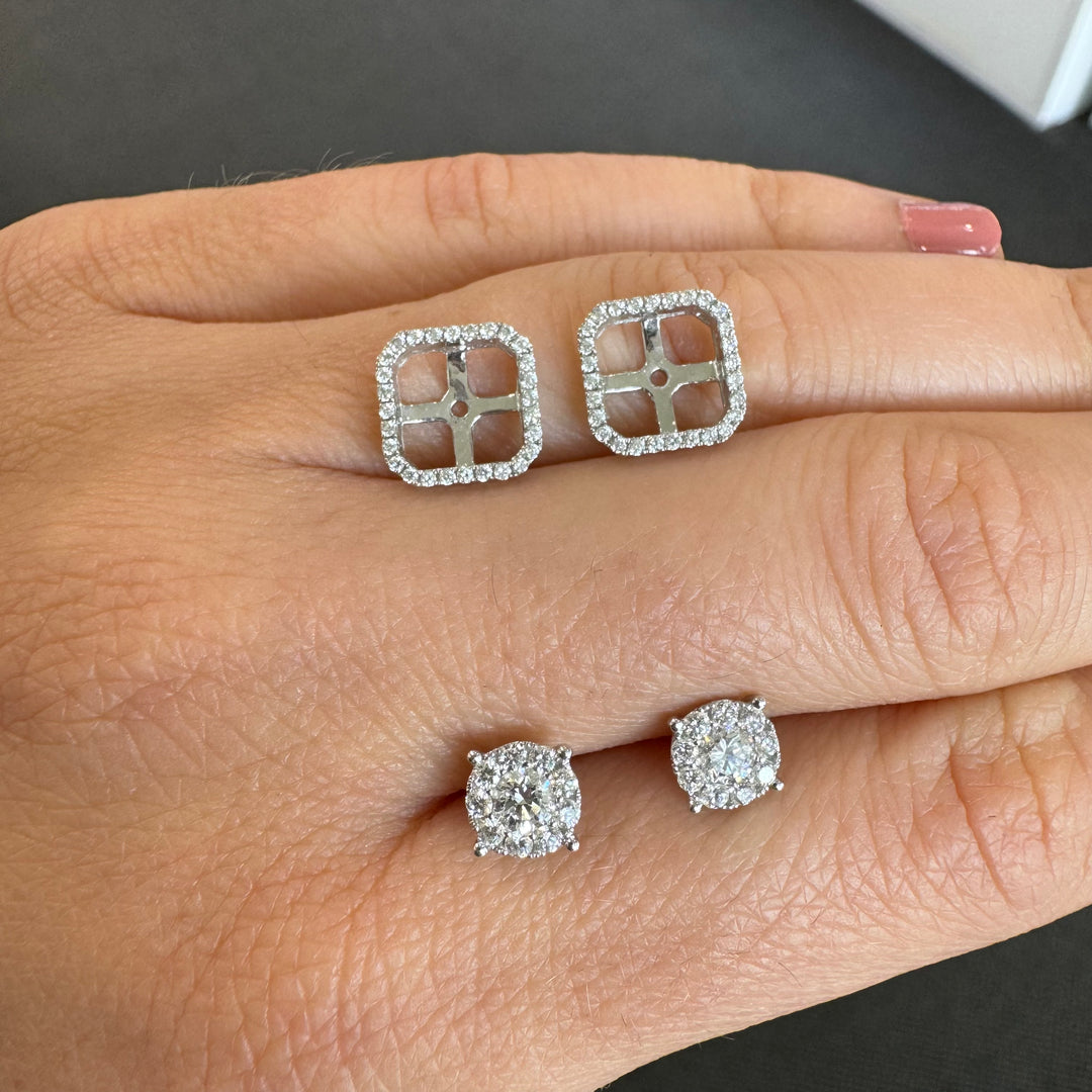 18ct White Gold Detachable Cluster Diamond Stud Earrings