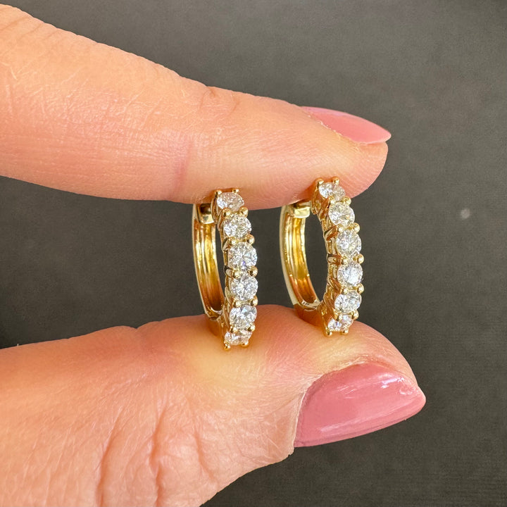 18ct Yellow Gold Oval Huggie Hoop Diamond Earrings