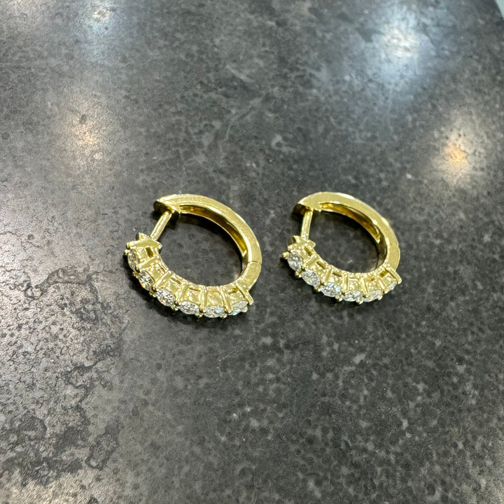 18ct Yellow Gold Oval Huggie Hoop Diamond Earrings