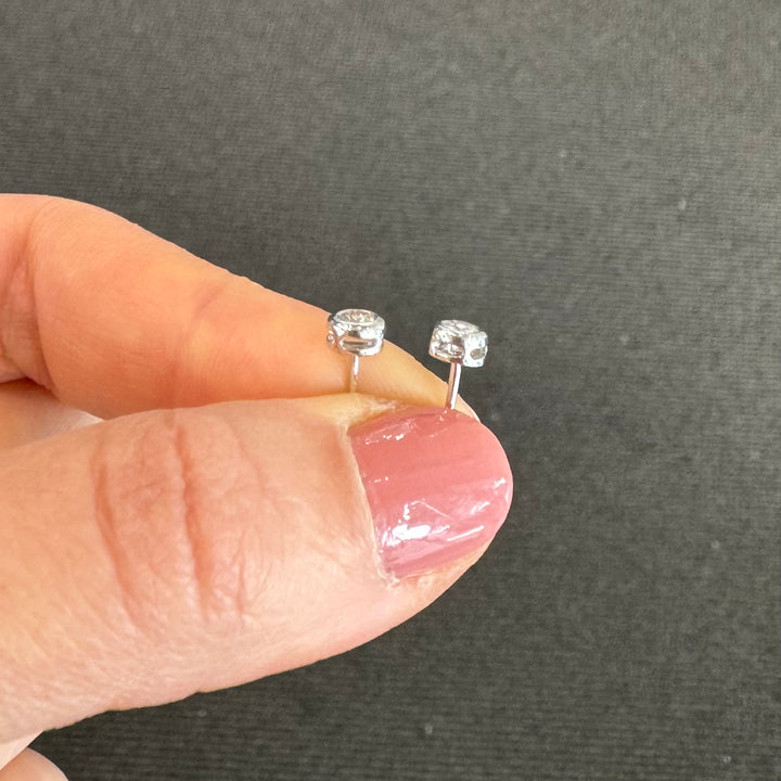18ct White Gold Bezel Diamond Stud Earrings