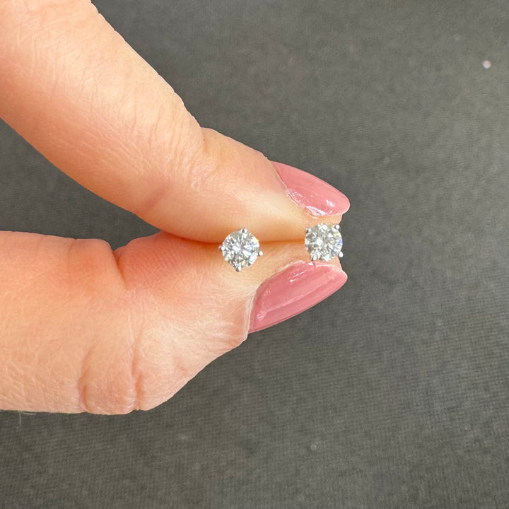 18ct White Gold Claw Set Diamond Stud Earrings