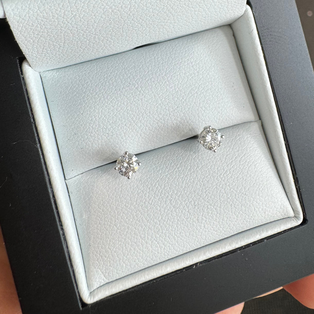 18ct White Gold Claw Set Diamond Stud Earrings
