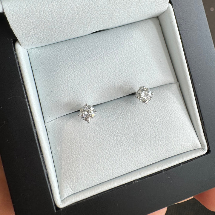 18ct White Gold Claw Set Diamond Stud Earrings