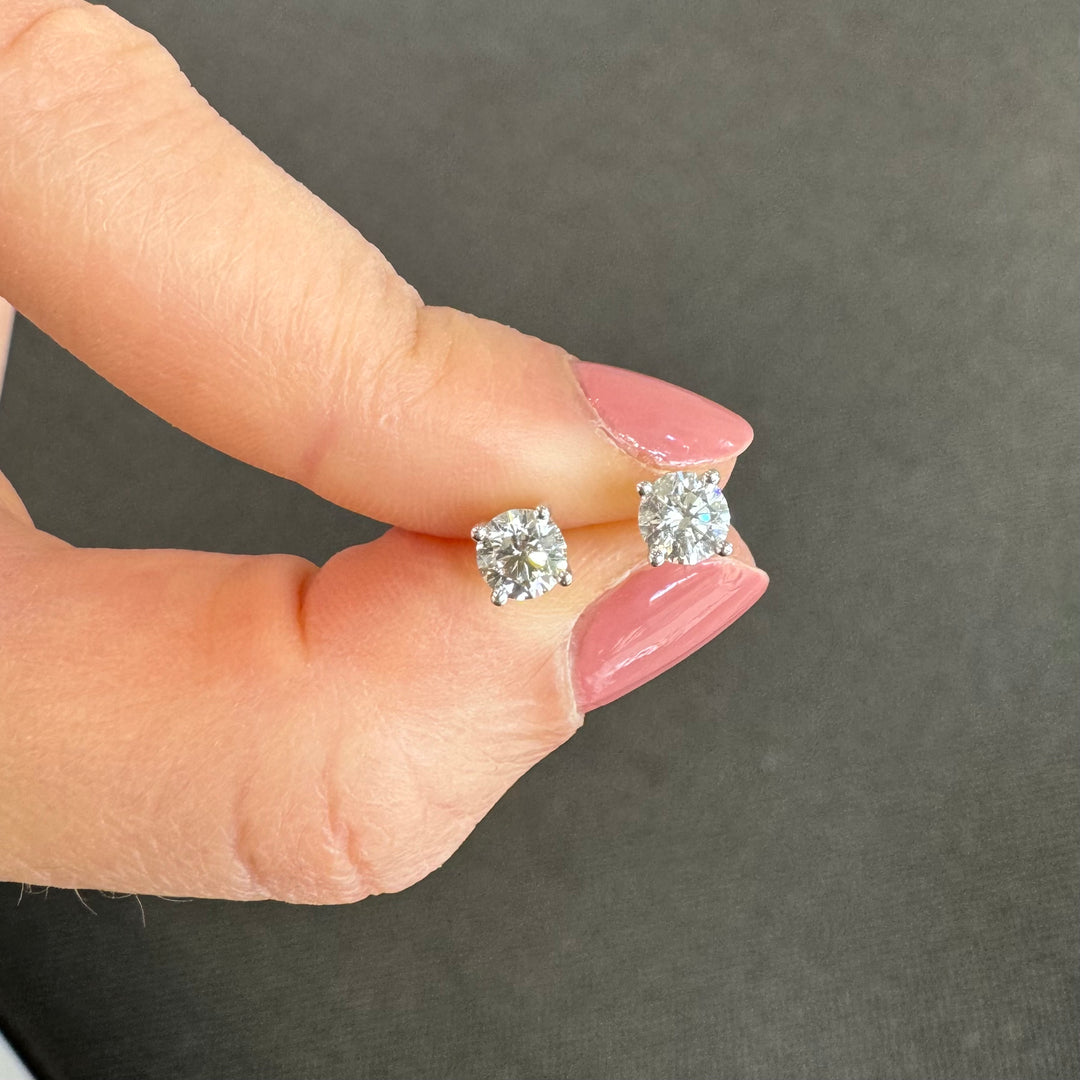 18ct White Gold Claw Set Diamond Stud Earrings