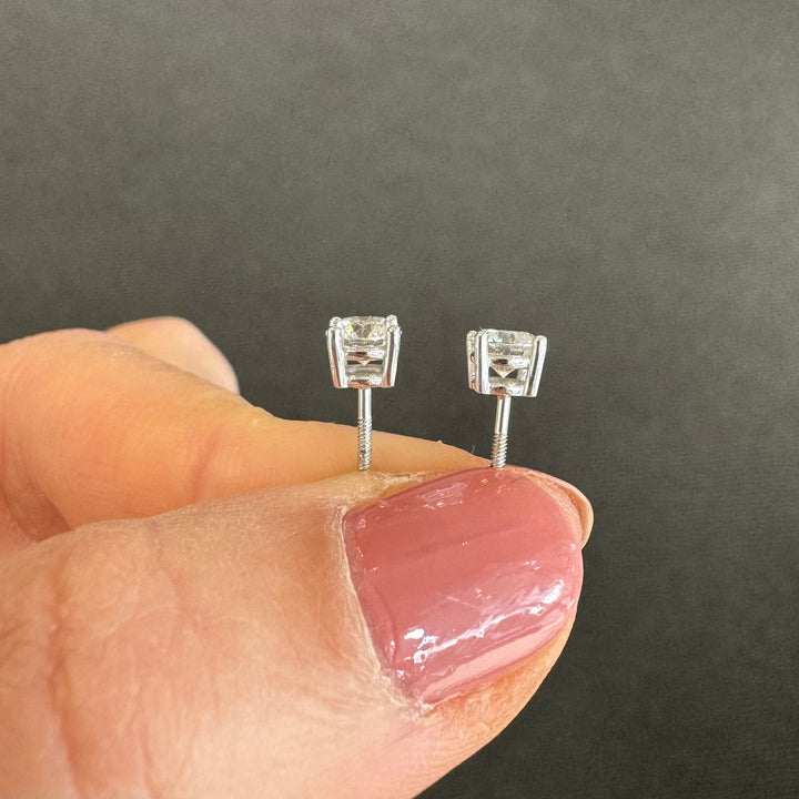 18ct White Gold Claw Set Diamond Stud Earrings