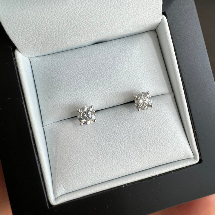 18ct White Gold Claw Set Diamond Stud Earrings