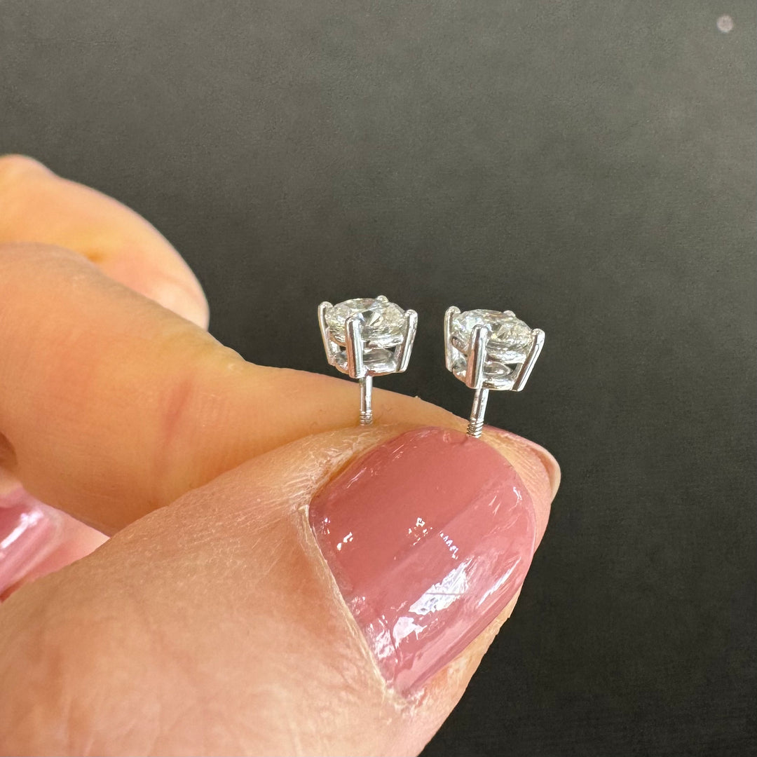 18ct White Gold Claw Set Diamond Stud Earrings