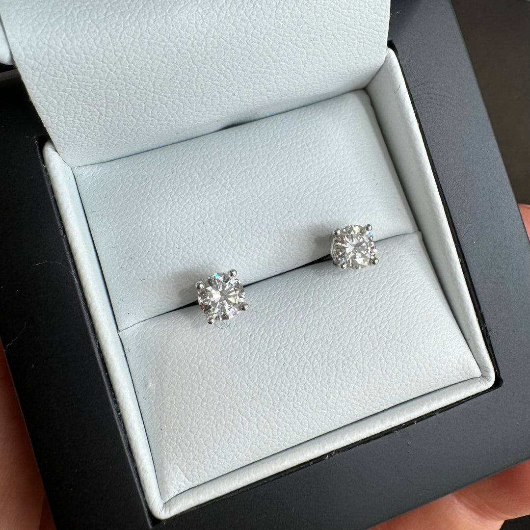 18ct White Gold Claw Set Diamond Stud Earrings
